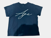 AJE Black Tee with Silver Sparkle Detailing Size M
