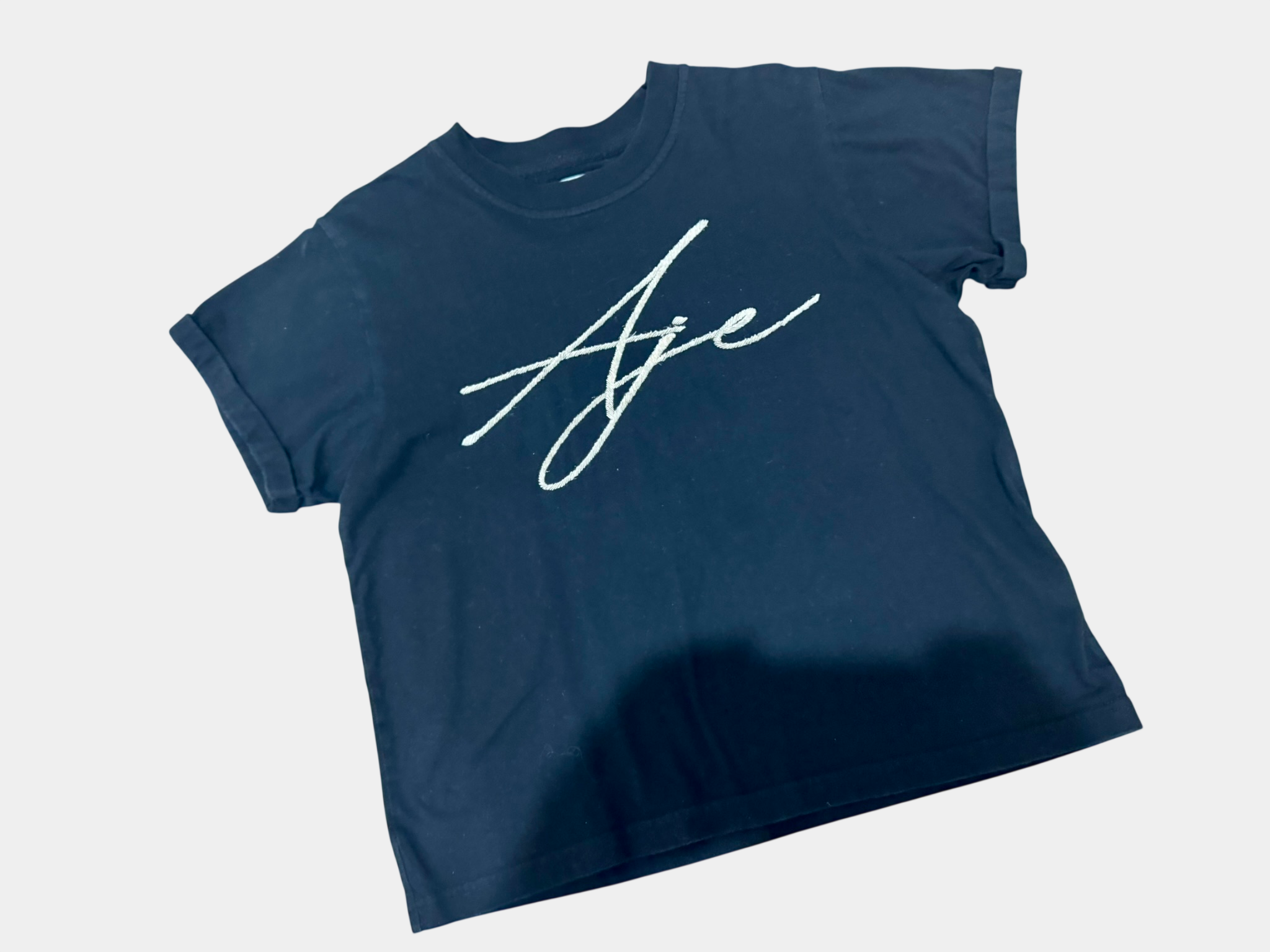 AJE Black Tee with Silver Sparkle Detailing Size M