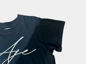 AJE Black Tee with Silver Sparkle Detailing Size M