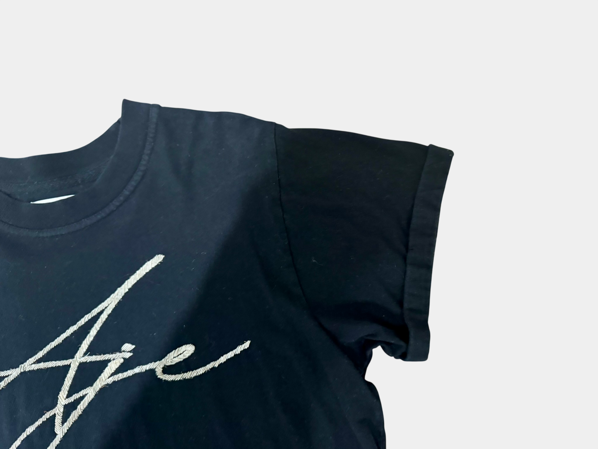 AJE Black Tee with Silver Sparkle Detailing Size M