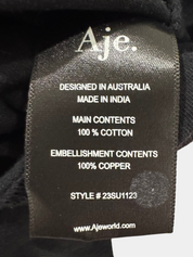 AJE Black Tee with Silver Sparkle Detailing Size M