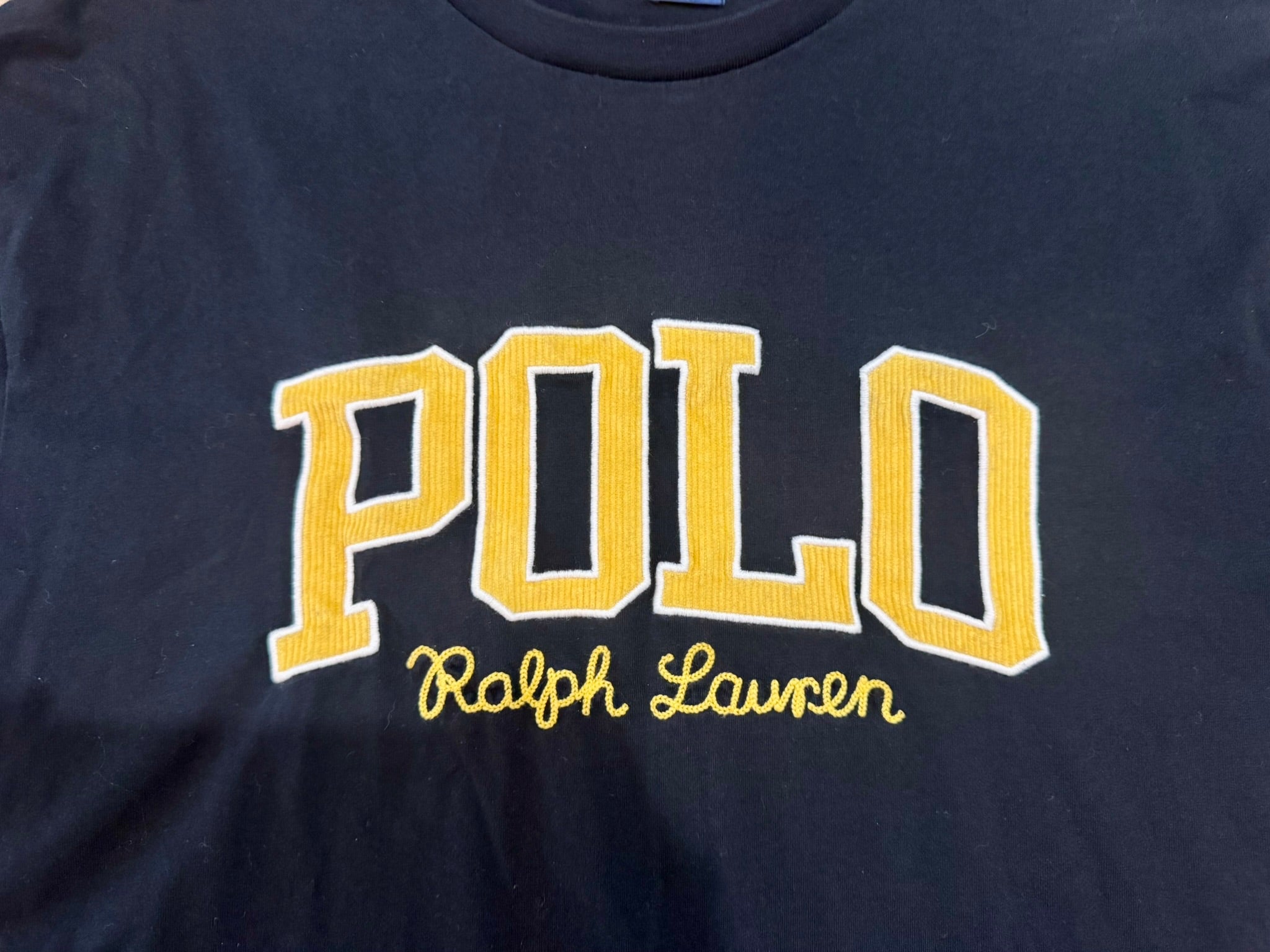 POLO RALPH LAUREN Black Polo Ralph Lauren t-shirt with yellow accents, Size M