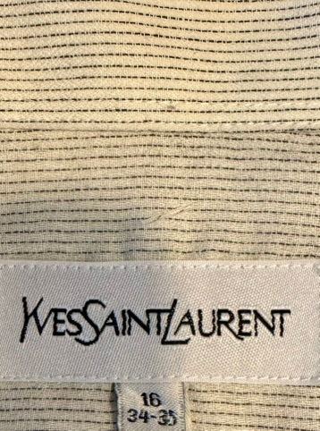 YVES SAINT LAURENT (YSL) (RN 67636 CA 17359) CASSANDRE SHIRT in Striped Cotton Poplin Size 34-35 Men's