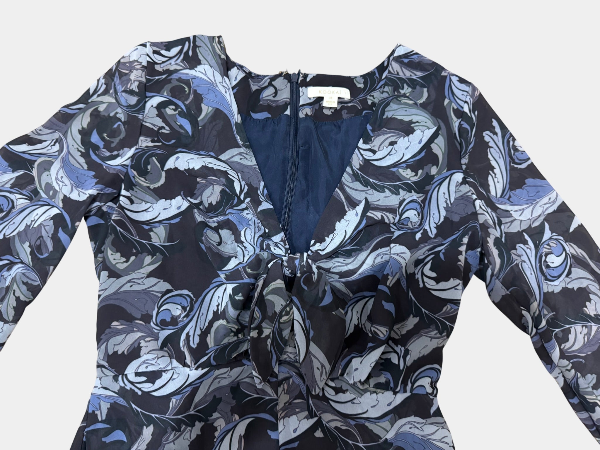 KOOKAI Blue and Navy Peacock Print Romper Size 38 (10)