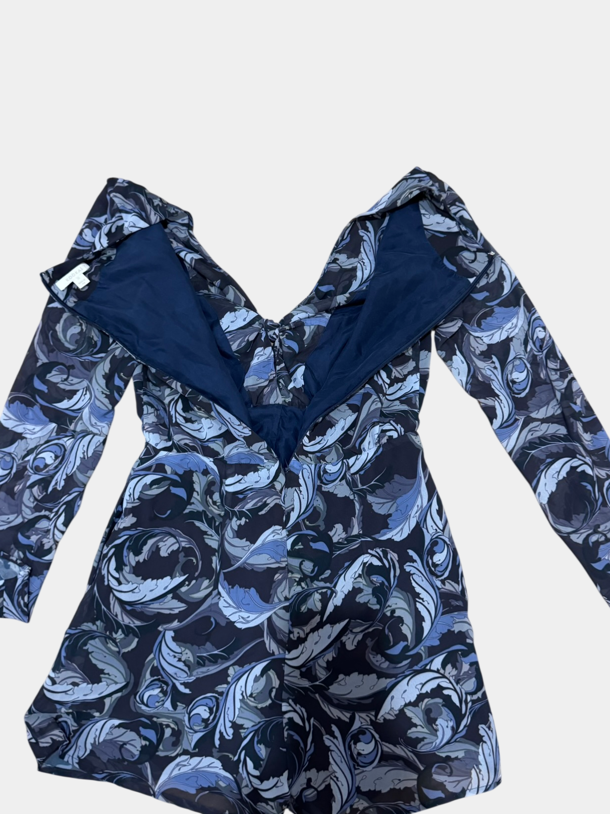 KOOKAI Blue and Navy Peacock Print Romper Size 38 (10)