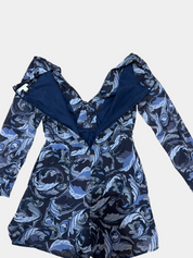 KOOKAI Blue and Navy Peacock Print Romper Size 38 (10)