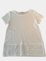 COUNTRY ROAD White T-Shirt with Lace Trim Size XS