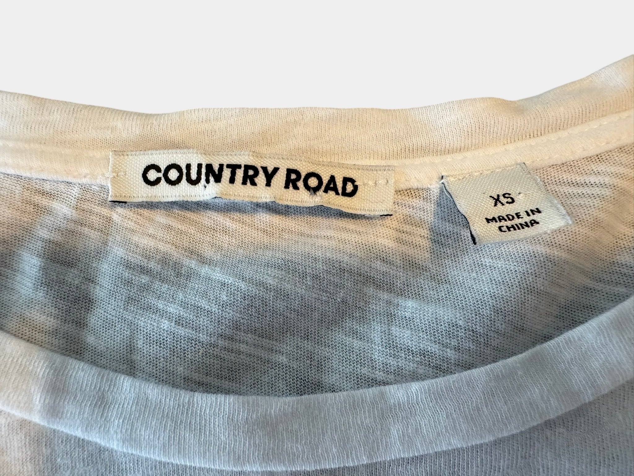 COUNTRY ROAD White T-Shirt with Lace Trim Size XS