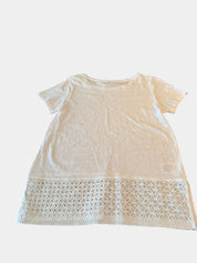 COUNTRY ROAD White T-Shirt with Lace Trim Size XS