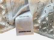COUNTRY ROAD White T-Shirt with Lace Trim Size XS