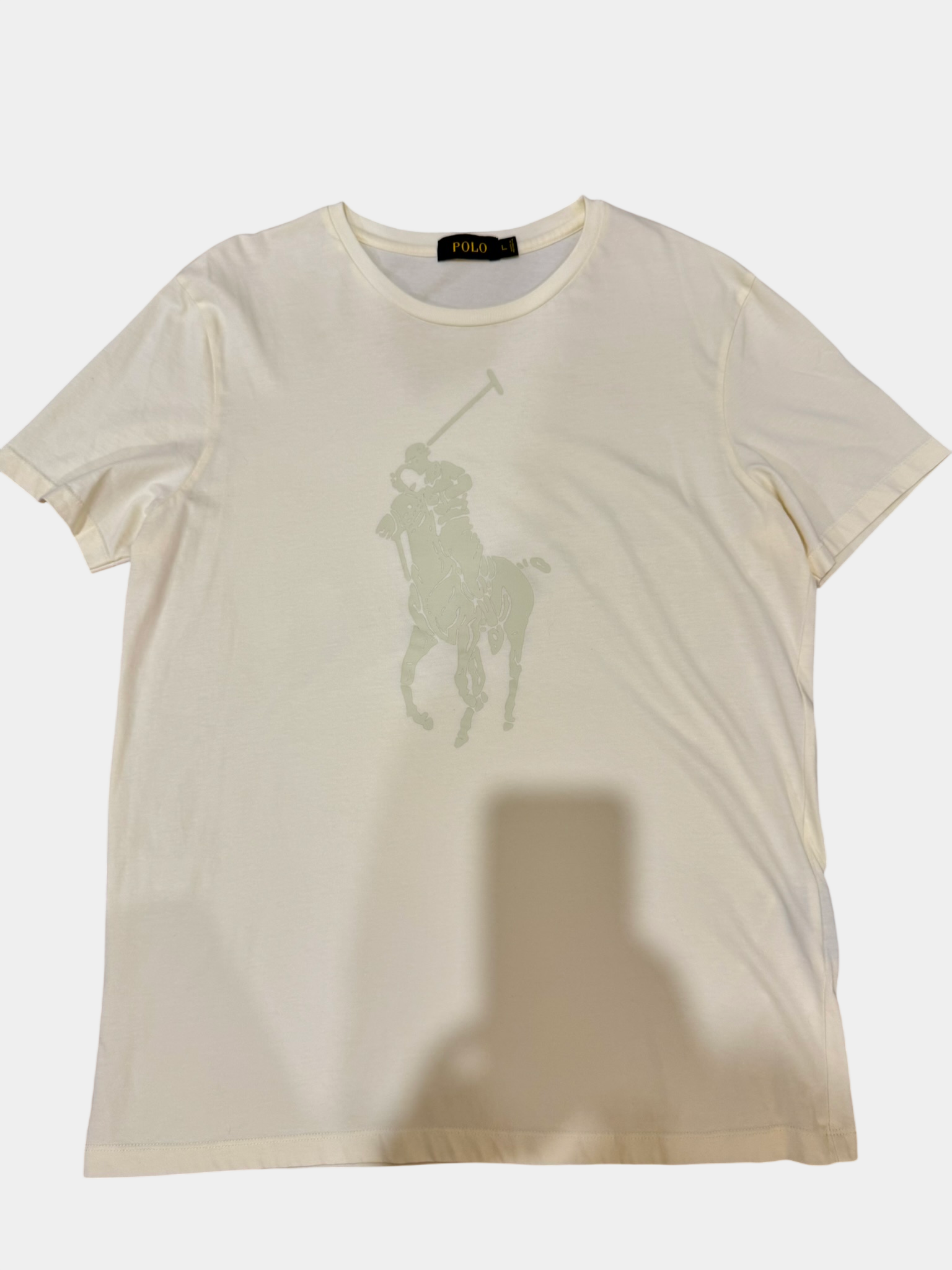 RALPH LAUREN Ralph Lauren white t-shirt with silver logo Size L  Slim Fit or Size M Regular Fit Brand New Never Worn