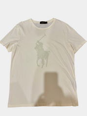 RALPH LAUREN Ralph Lauren white t-shirt with silver logo Size L  Slim Fit or Size M Regular Fit Brand New Never Worn