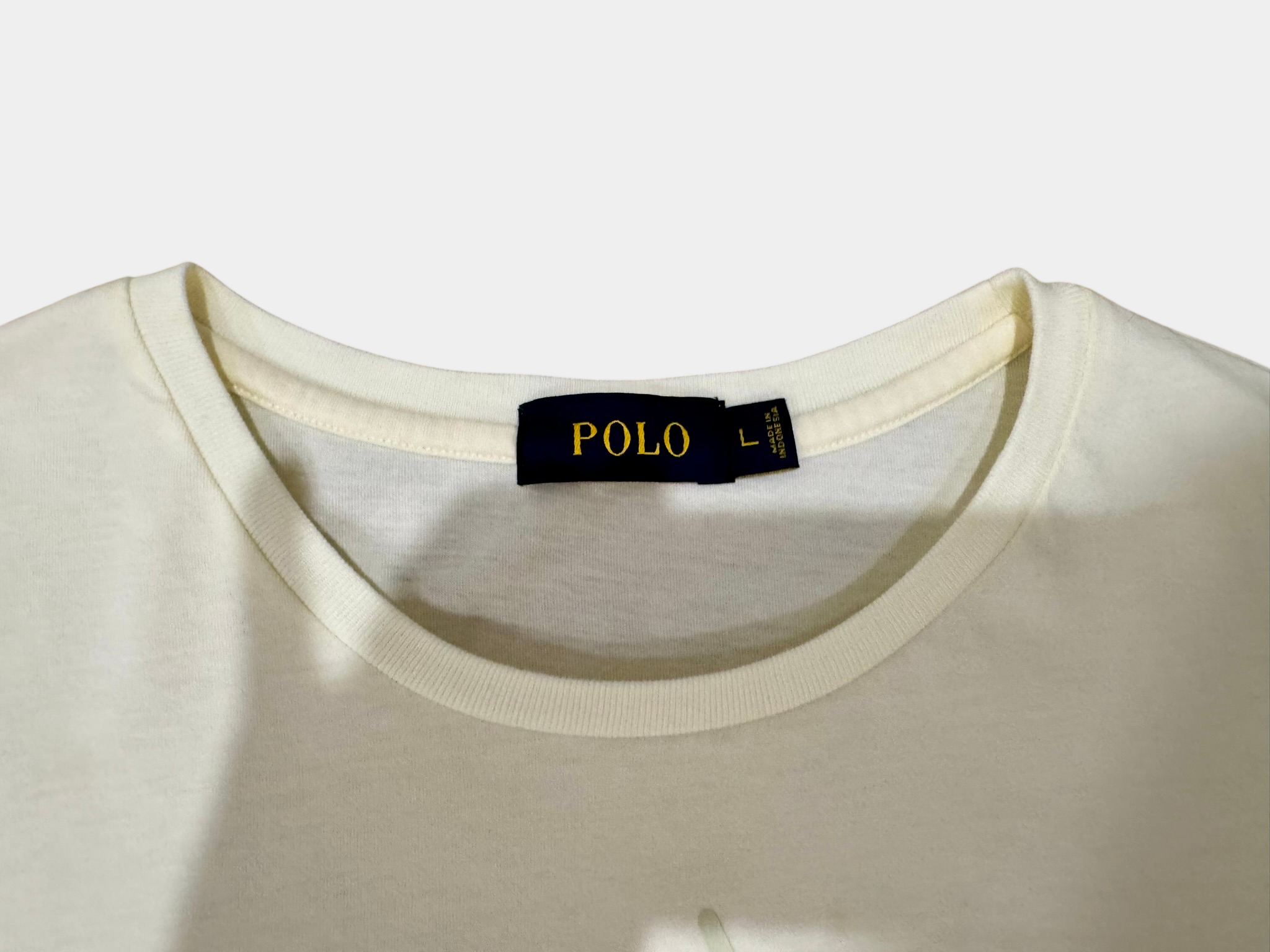 RALPH LAUREN Ralph Lauren white t-shirt with silver logo Size L  Slim Fit or Size M Regular Fit Brand New Never Worn