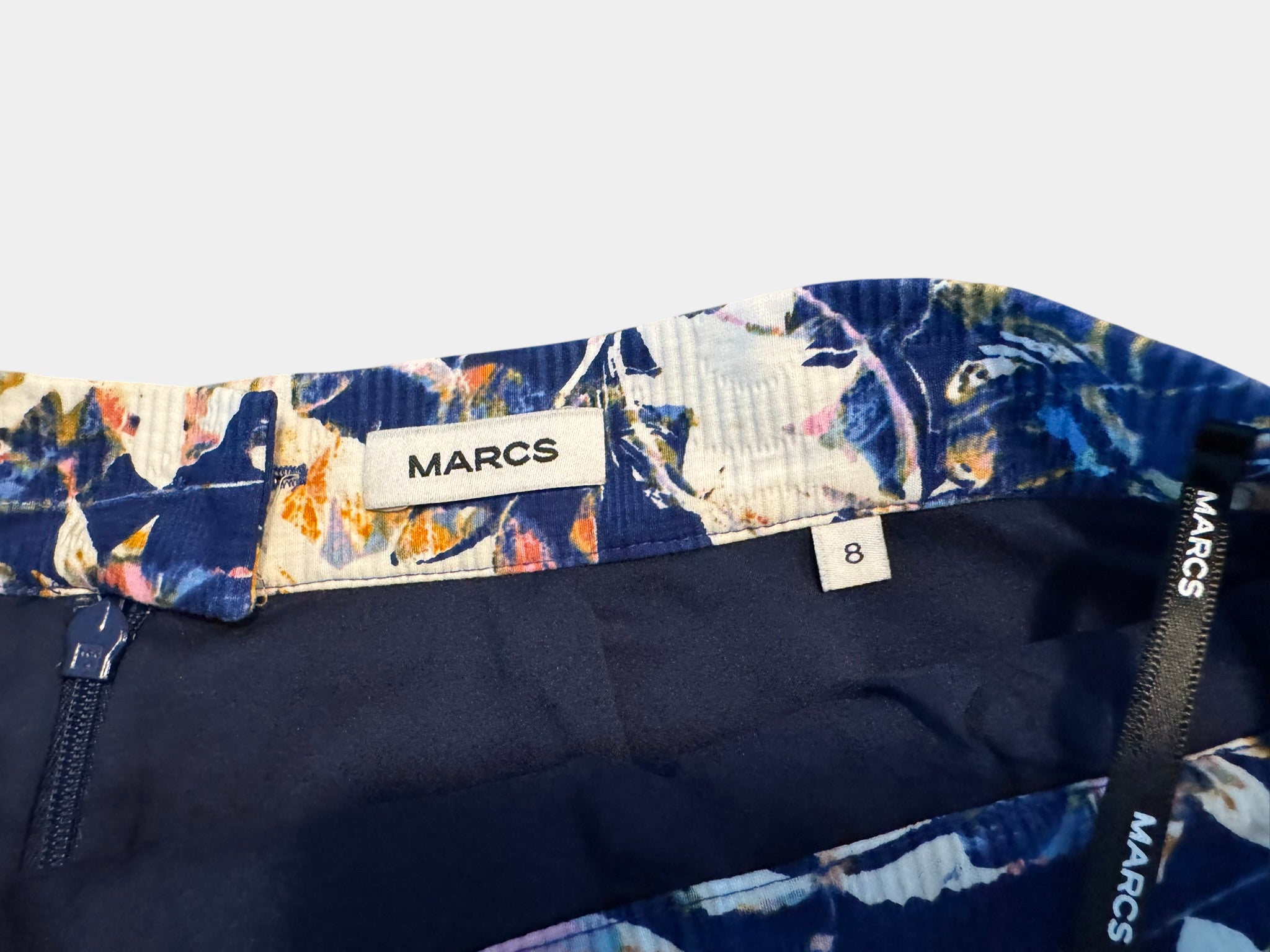 MARCS Blue Floral Fully Lined Skirt Size 8