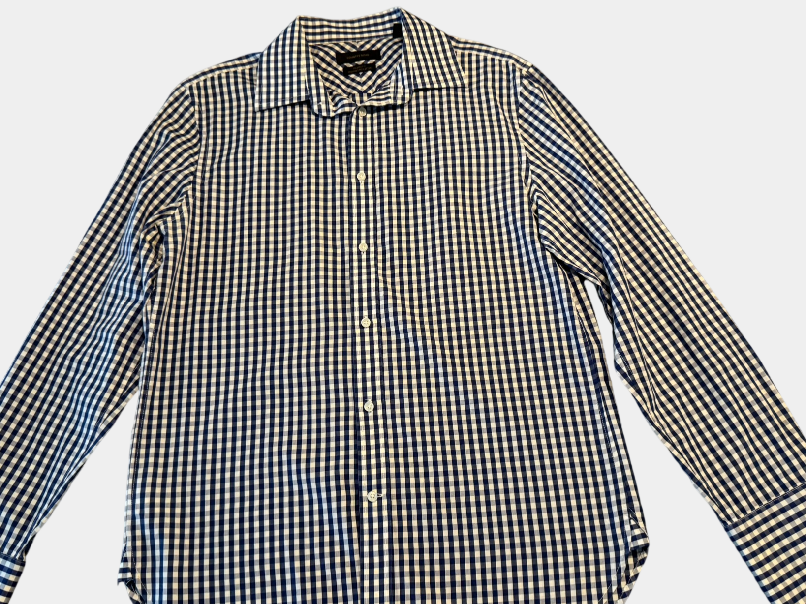 COUNTRY ROAD Blue/White Check Dress/Business Shirt Size M