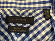 COUNTRY ROAD Blue/White Check Dress/Business Shirt Size M