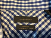 COUNTRY ROAD Blue/White Check Dress/Business Shirt Size M