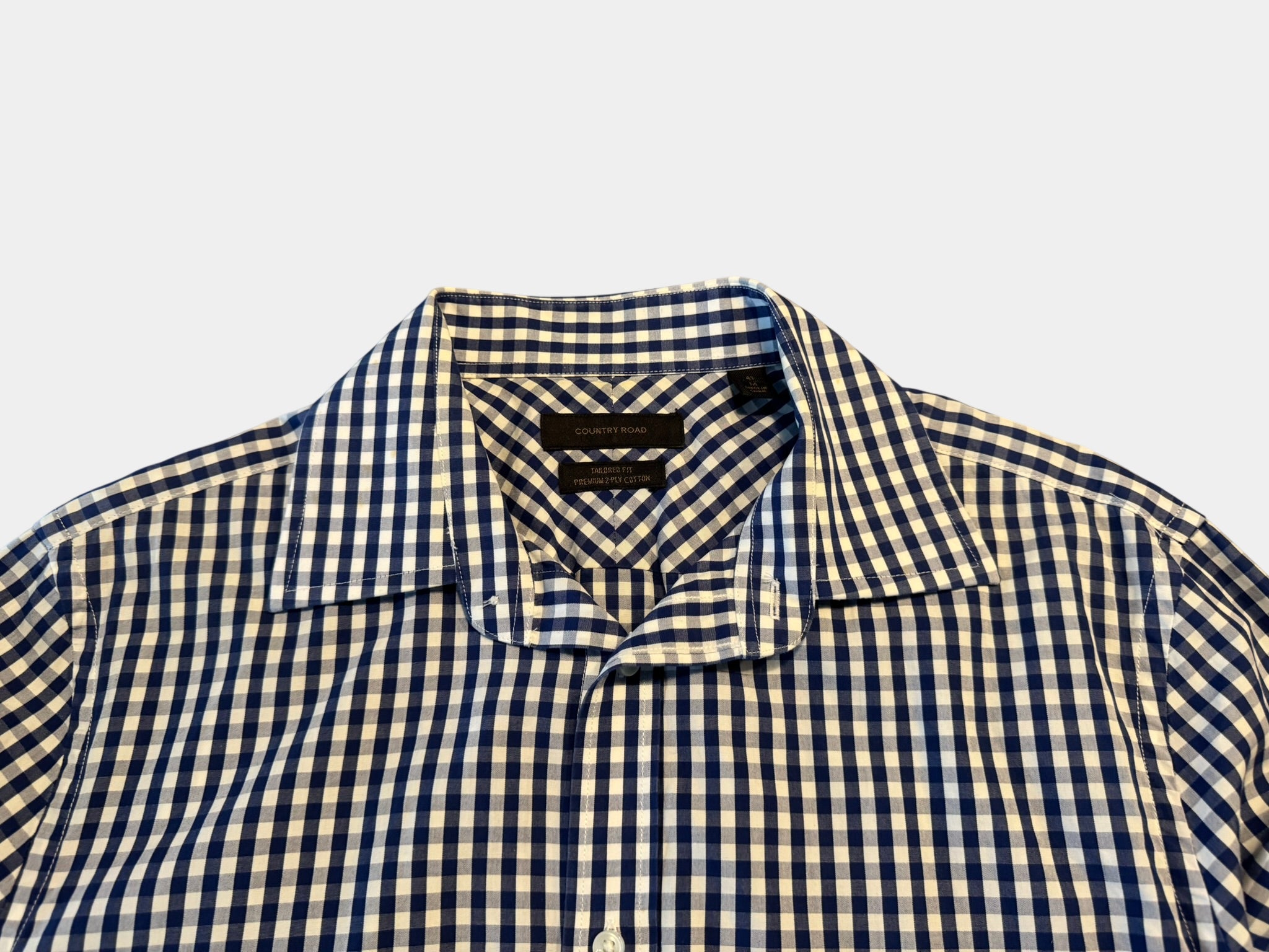 COUNTRY ROAD Blue/White Check Dress/Business Shirt Size M