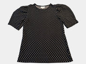 SEED HERITAGE Super Soft Black/White Polka Dot Puff Sleeve Shirt Size XXS