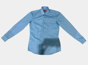 HUGO BOSS Sky Blue Plaid Long Sleeve Button Up Shirt Size 40
