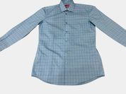 HUGO BOSS Sky Blue Plaid Long Sleeve Button Up Shirt Size 40
