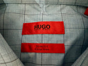HUGO BOSS Sky Blue Plaid Long Sleeve Button Up Shirt Size 40