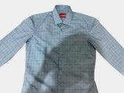 HUGO BOSS Sky Blue Plaid Long Sleeve Button Up Shirt Size 40
