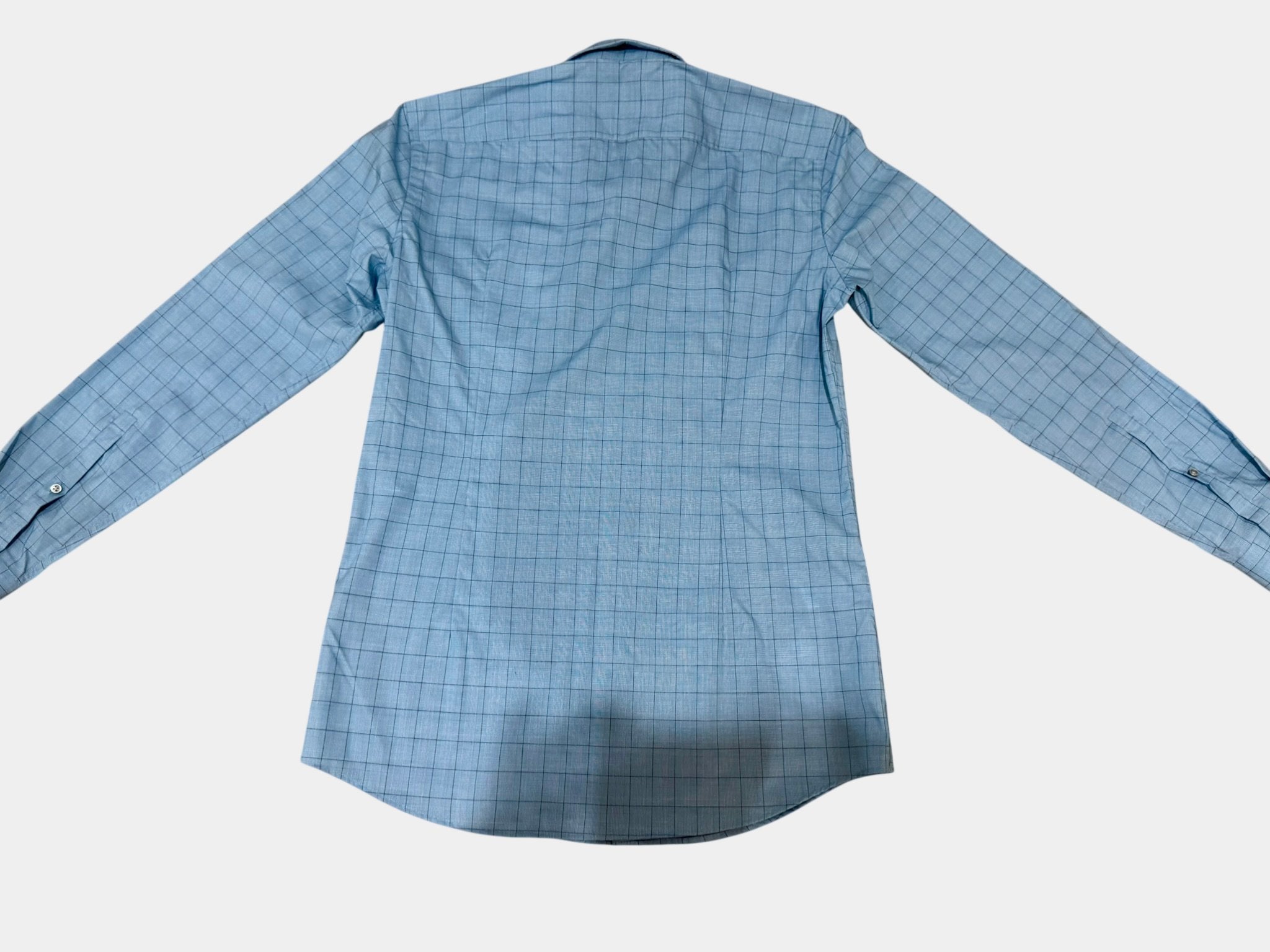 HUGO BOSS Sky Blue Plaid Long Sleeve Button Up Shirt Size 40
