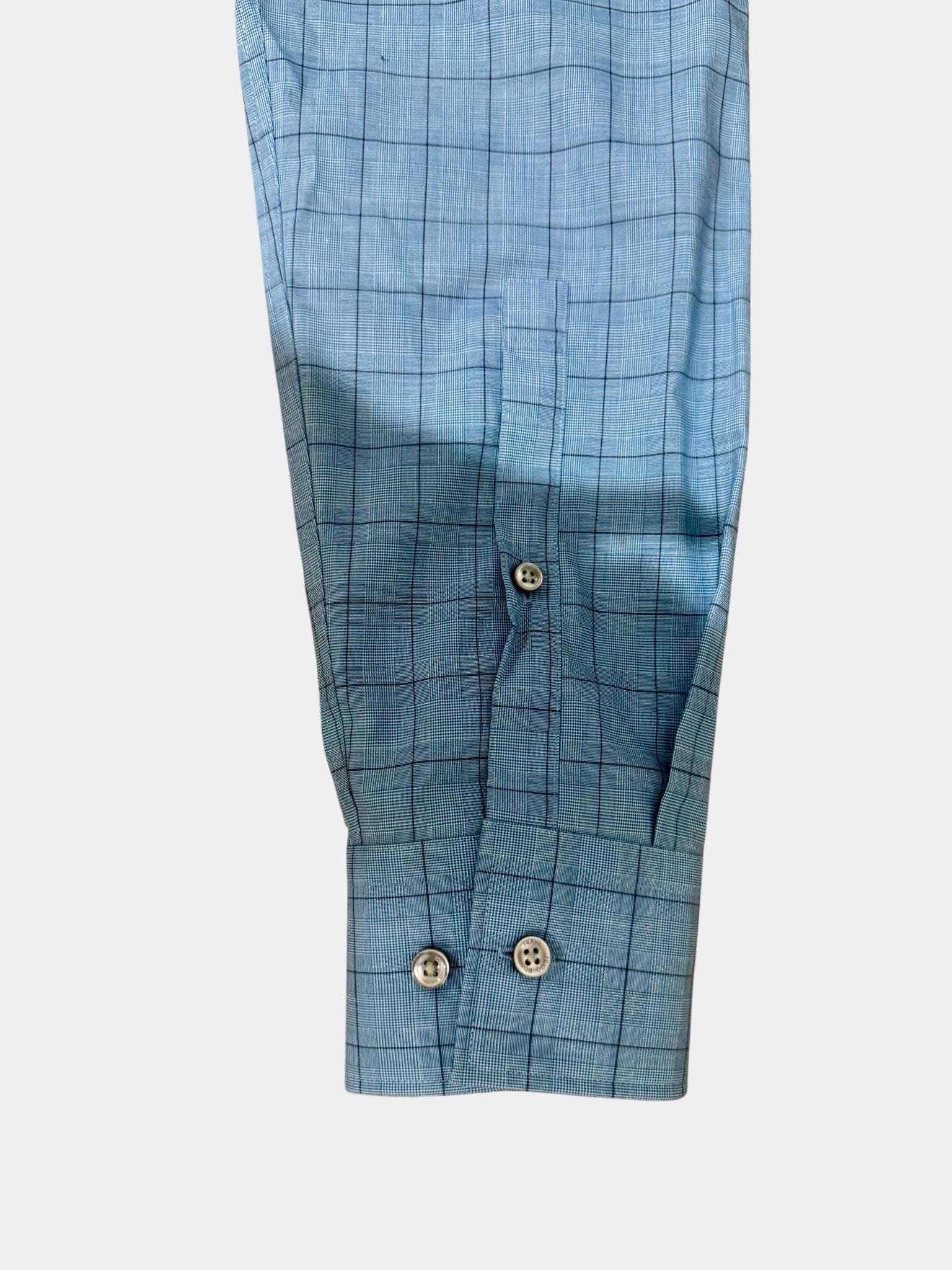 HUGO BOSS Sky Blue Plaid Long Sleeve Button Up Shirt Size 40