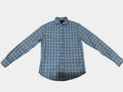 ARMANI JEANS Blue and White Plaid Long Sleeve Button-Up Shirt Size L