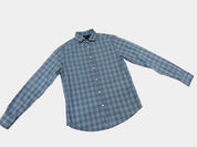 ARMANI JEANS Blue and White Plaid Long Sleeve Button-Up Shirt Size L