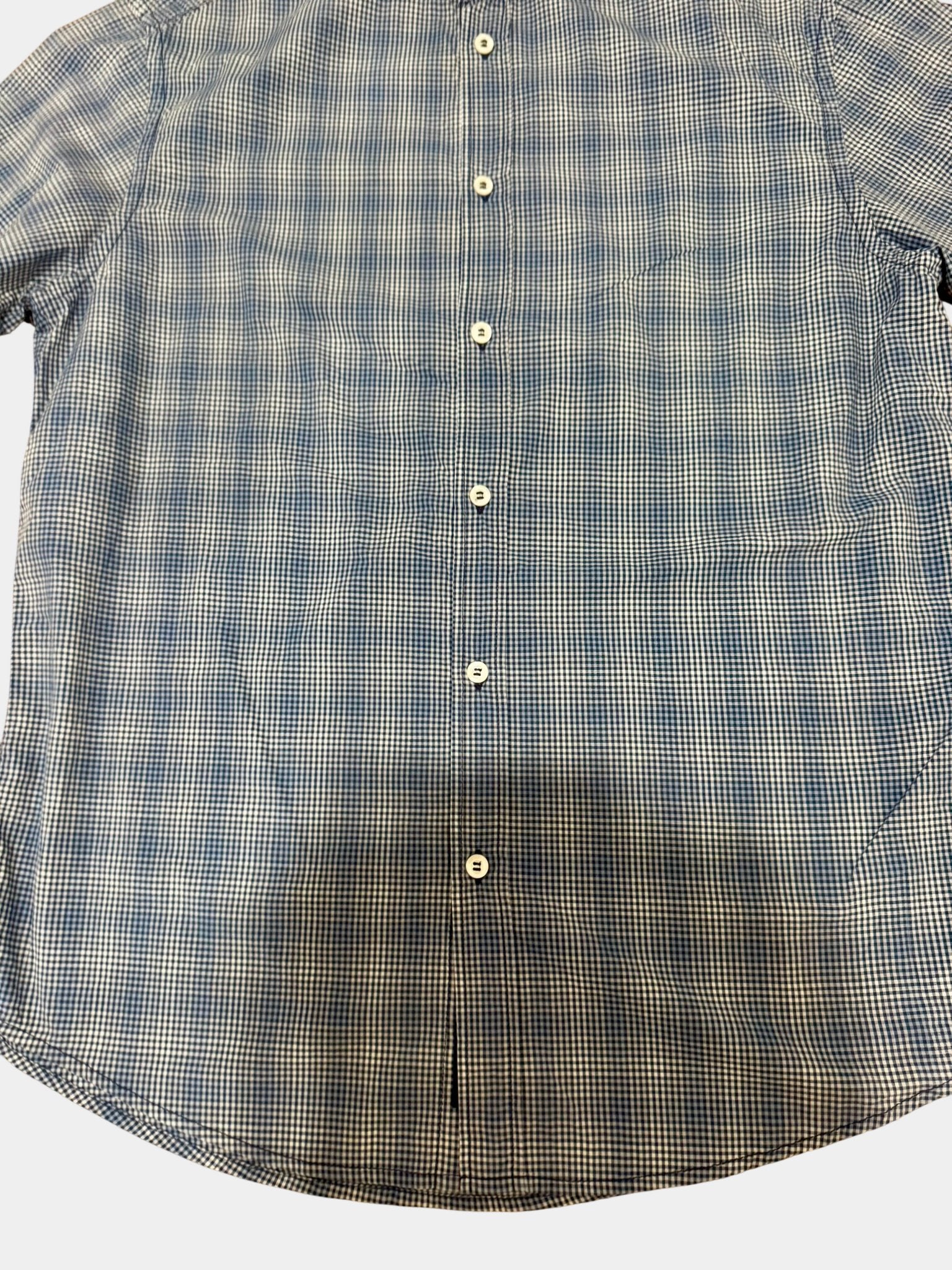 ARMANI JEANS Blue and White Plaid Long Sleeve Button-Up Shirt Size L