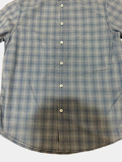 ARMANI JEANS Blue and White Plaid Long Sleeve Button-Up Shirt Size L