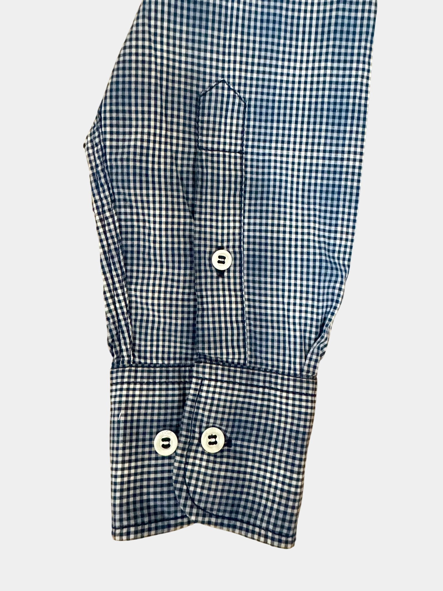 ARMANI JEANS Blue and White Plaid Long Sleeve Button-Up Shirt Size L