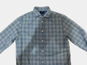 ARMANI JEANS Blue and White Plaid Long Sleeve Button-Up Shirt Size L