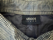 ARMANI JEANS Blue and White Plaid Long Sleeve Button-Up Shirt Size L