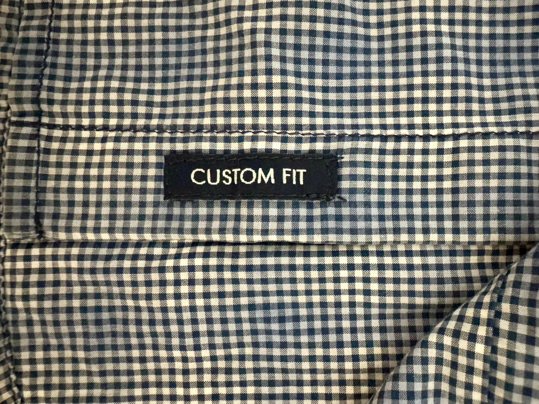 ARMANI JEANS Blue and White Plaid Long Sleeve Button-Up Shirt Size L