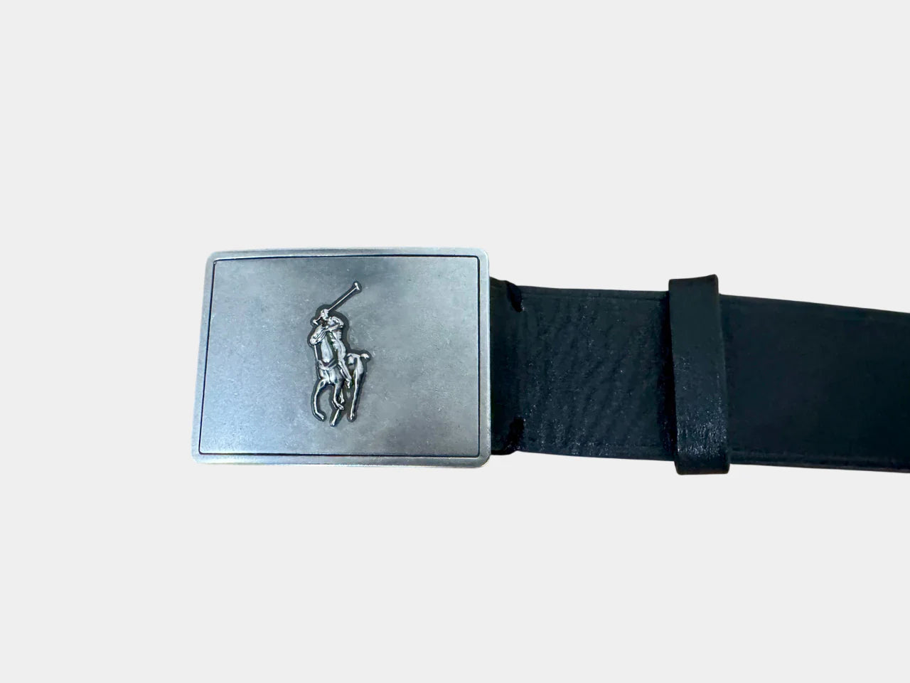 POLO RALPH LAUREN Men's size 32/80cm Black Leather Belt with Silver Logo Buckle