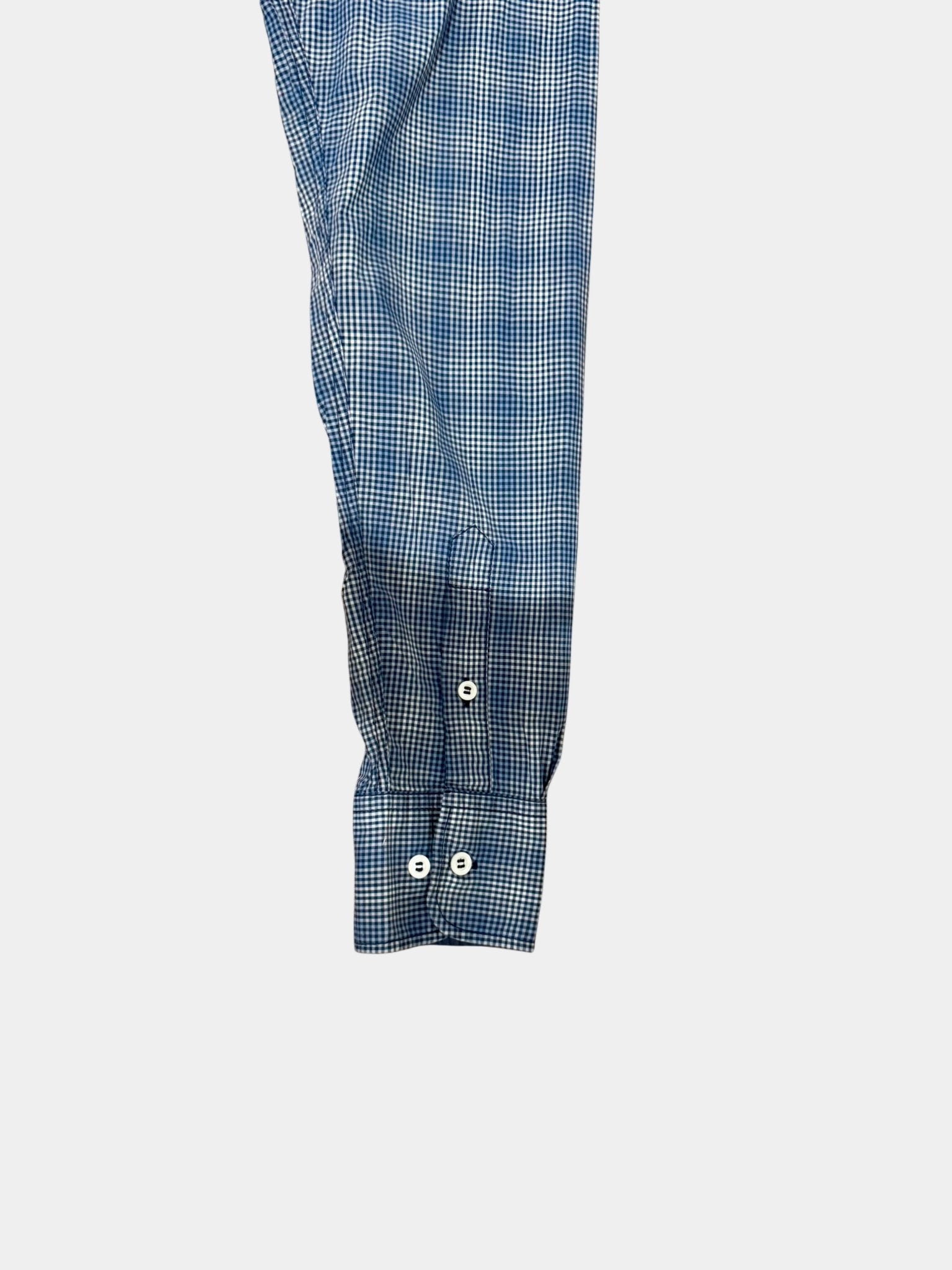 ARMANI JEANS Blue and White Plaid Long Sleeve Button-Up Shirt Size L