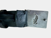 POLO RALPH LAUREN Men's size 32/80cm Black Leather Belt with Silver Logo Buckle