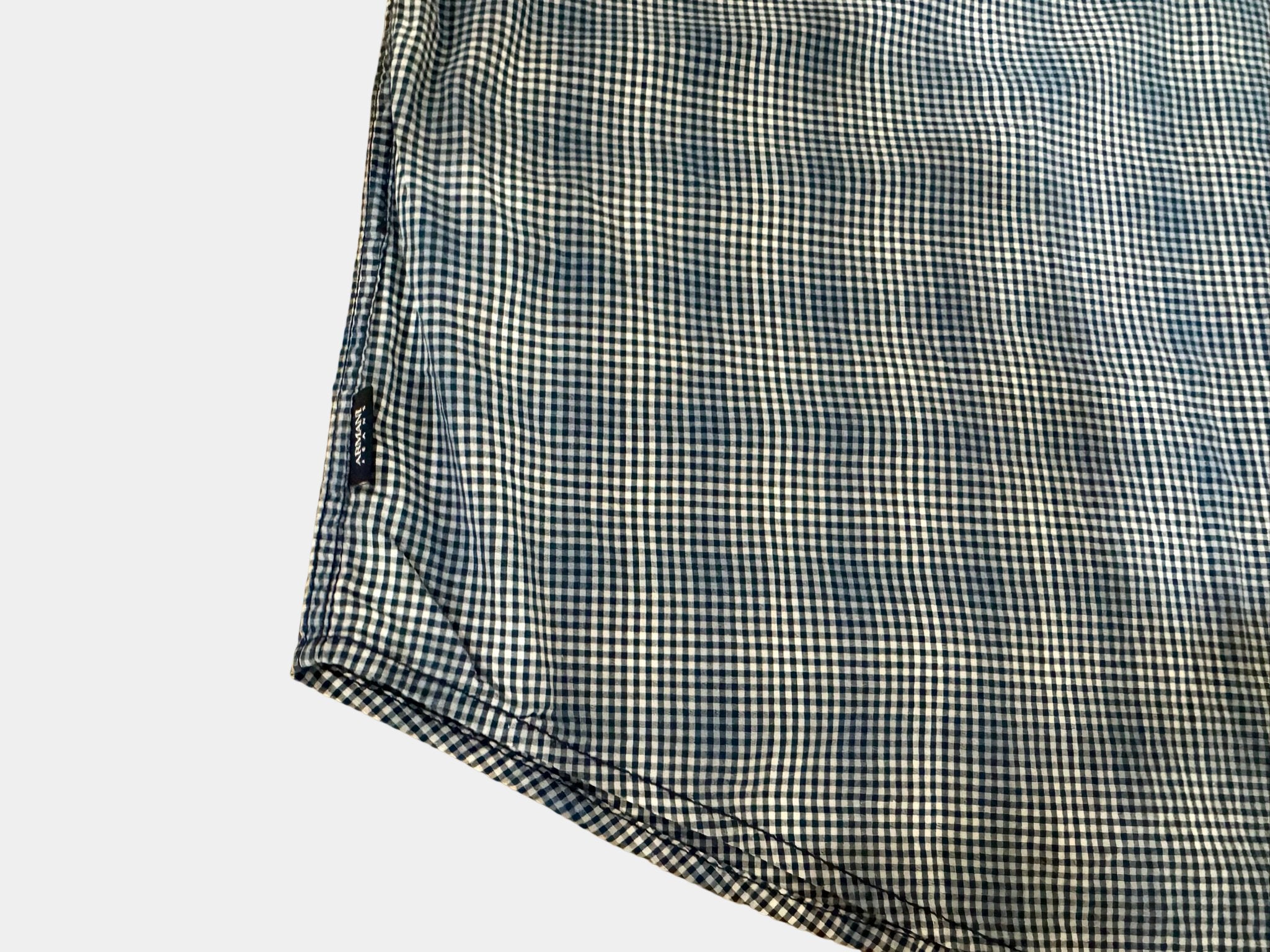ARMANI JEANS Blue and White Plaid Long Sleeve Button-Up Shirt Size L