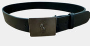 POLO RALPH LAUREN Men's size 32/80cm Black Leather Belt with Silver Logo Buckle