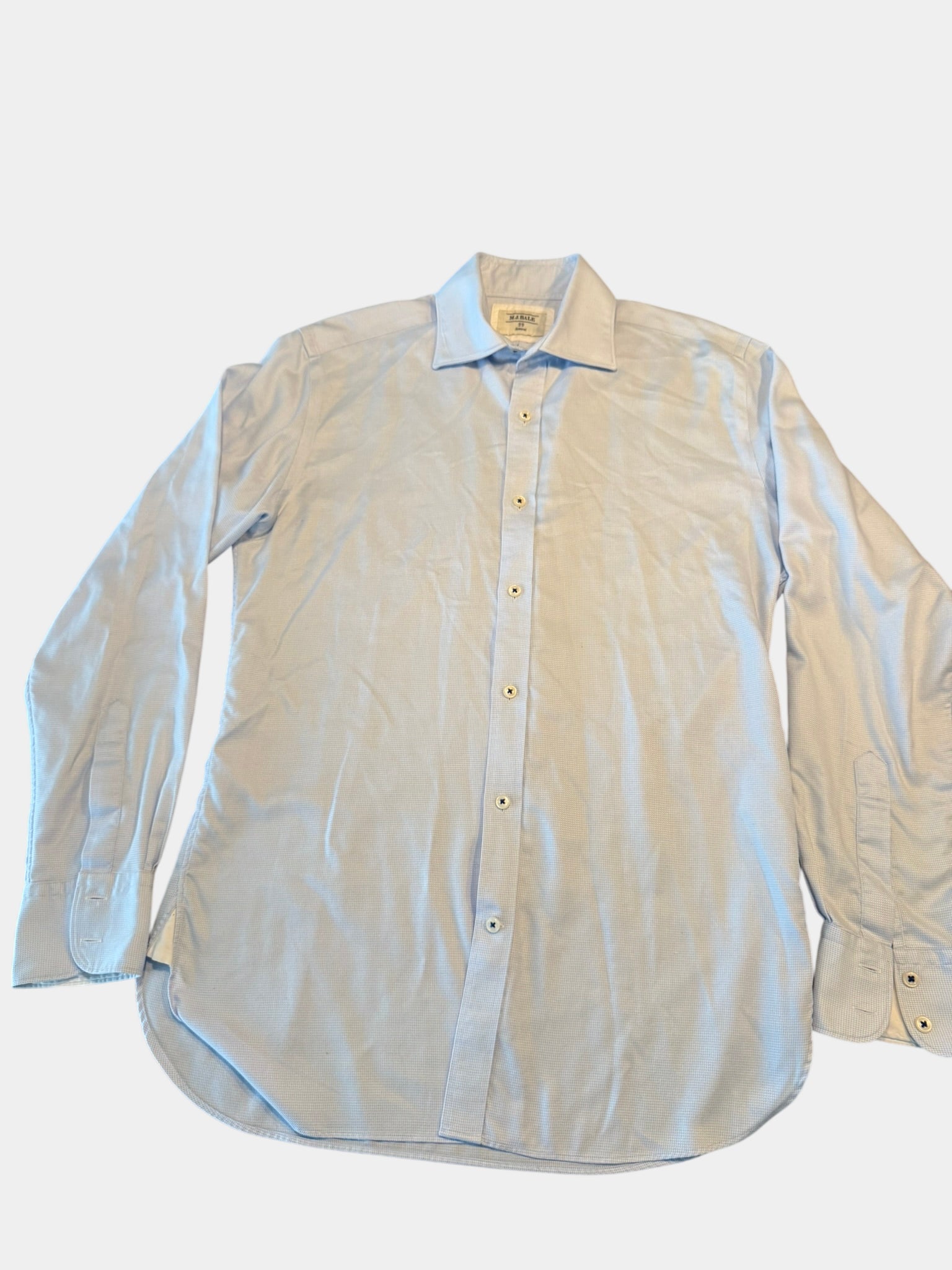 M.J. BALE Baby Blue Check Button-Up Shirt (Samurai) Size 39