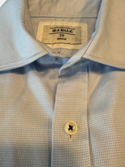 M.J. BALE Baby Blue Check Button-Up Shirt (Samurai) Size 39