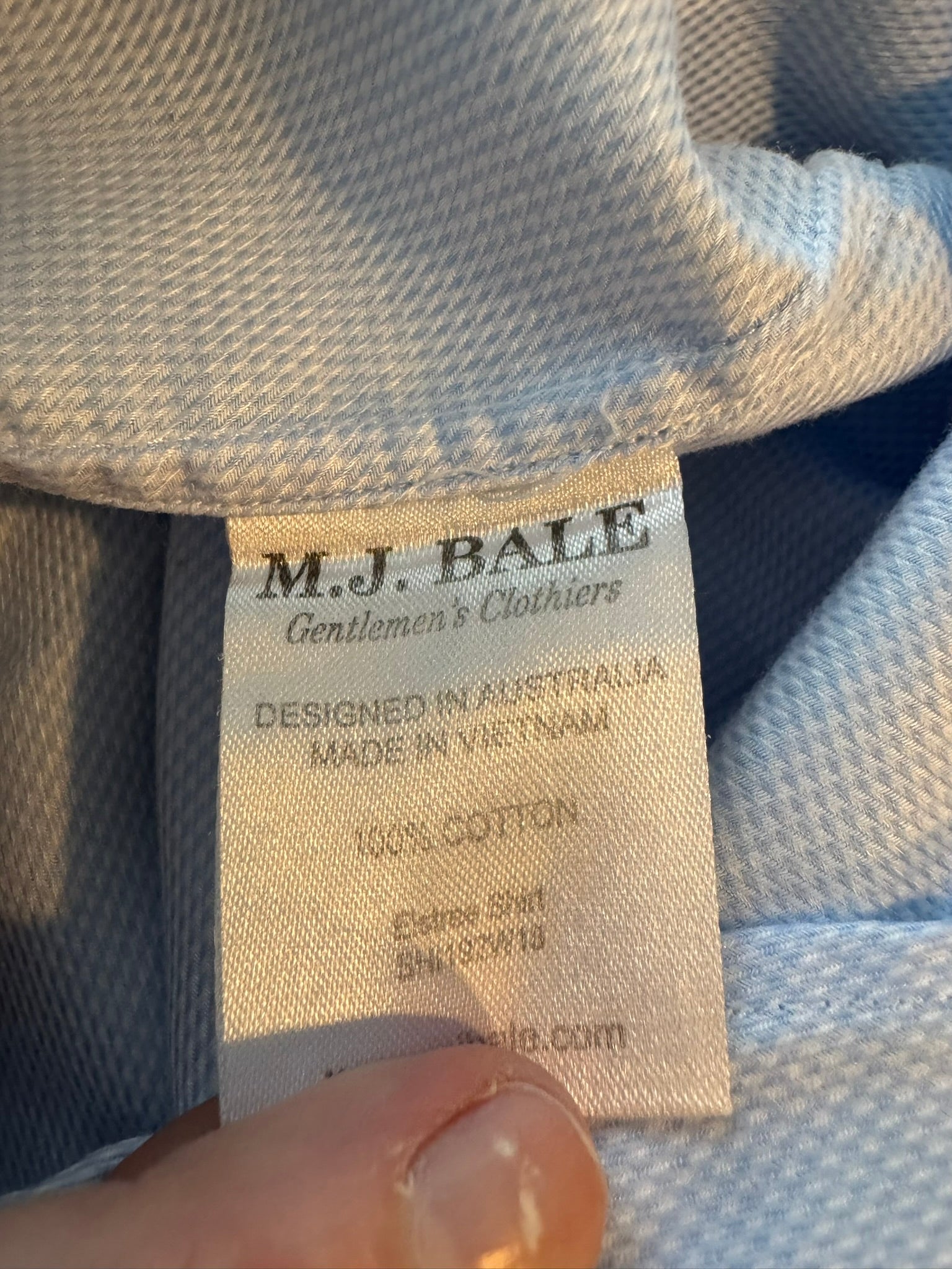 M.J. BALE Baby Blue Check Button-Up Shirt (Samurai) Size 39