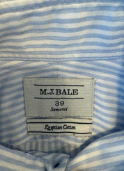 M.J Bale Stiped Baby Blue (Samurai) Egyptian Cotton Shirt Size 39