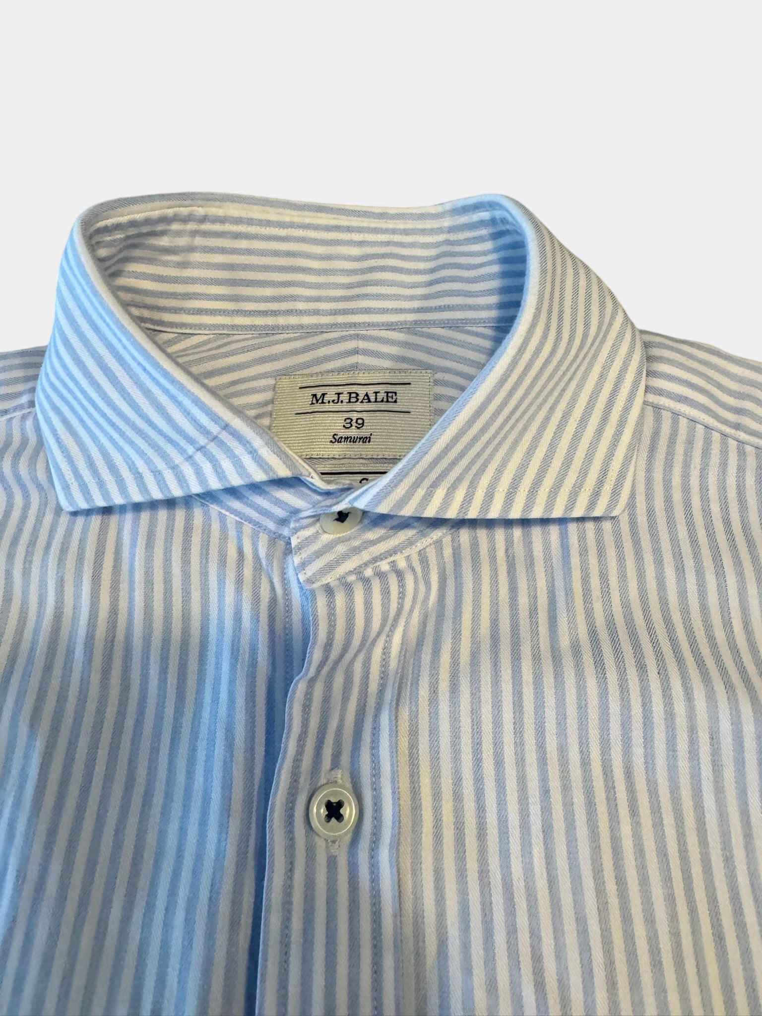 M.J Bale Stiped Baby Blue (Samurai) Egyptian Cotton Shirt Size 39