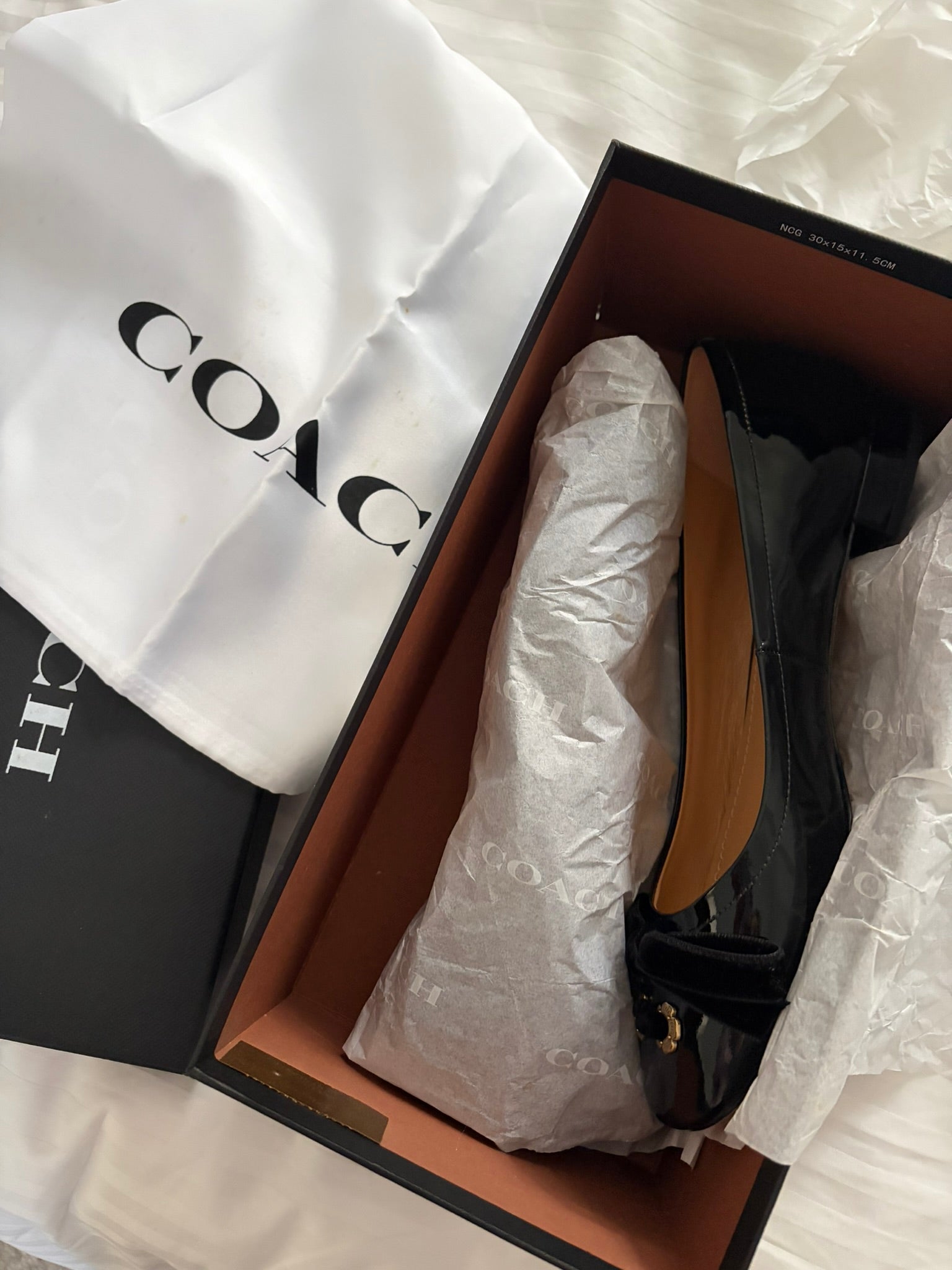 Coach Lia Patent Black Ballet Flats — Size 9.5B