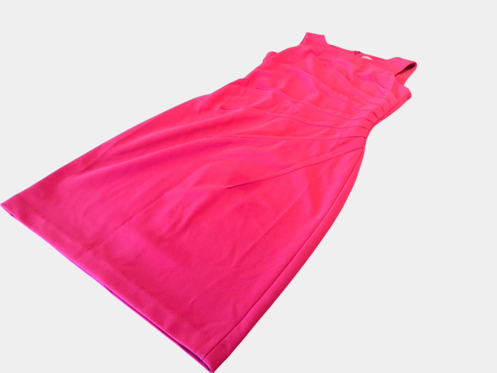 CALVUN KLEIN Pink Midi Dress with Ruched Detail Size XS (4)