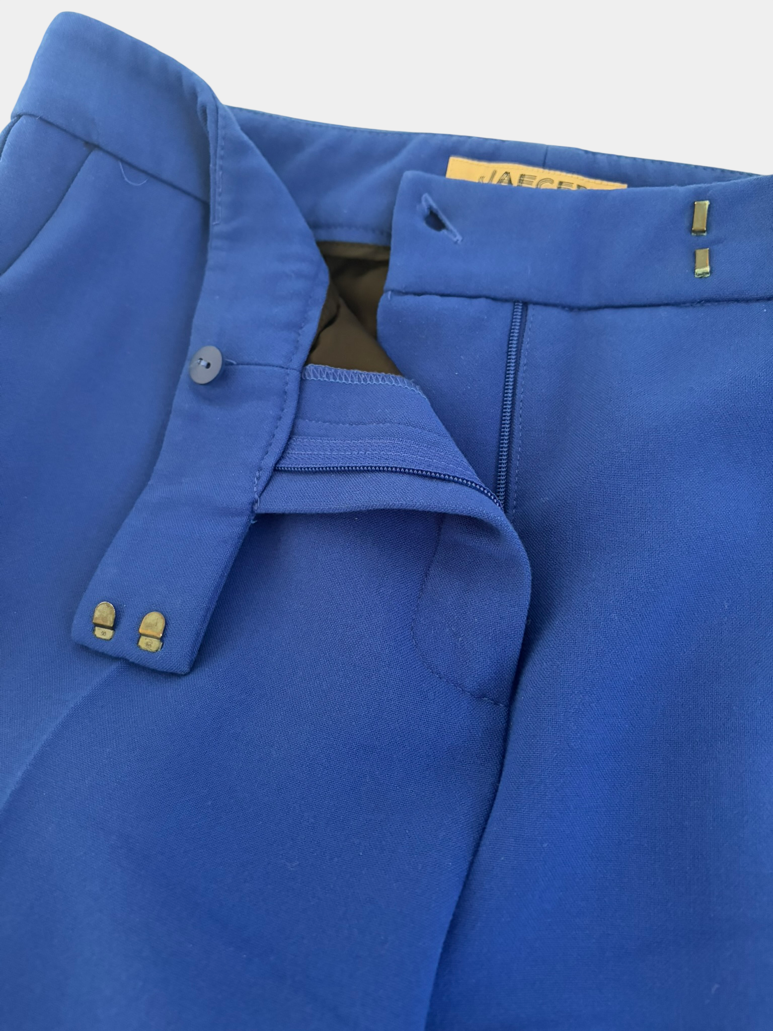 Jaeger Royal Blue Wool Slim-Fit Trousers — Size 10